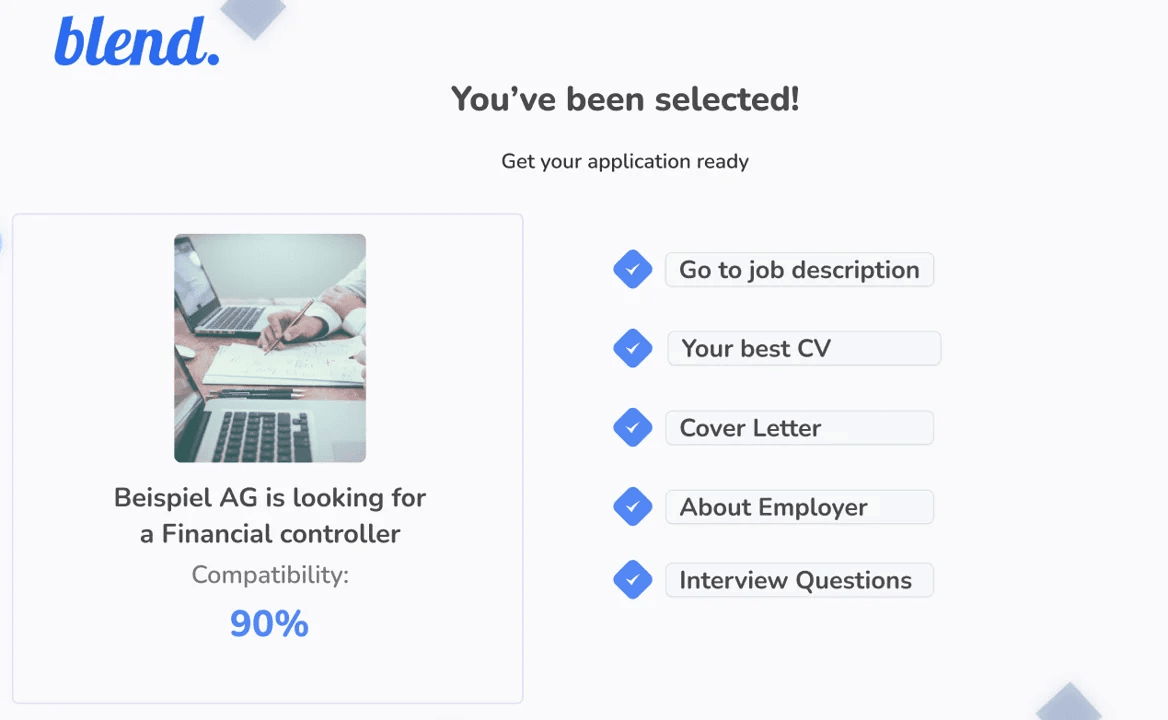 Job Matching Mockup from Blend Careers